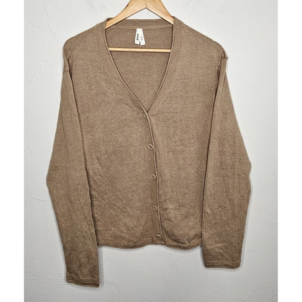 PACT 100% Organic Cotton Cardigan Sweater Brown Size Medium Women's Button Front